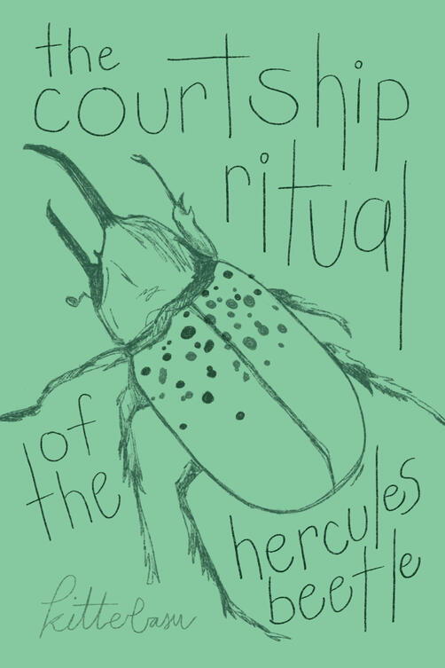 The Courtship Ritual of the Hercules Beetle by kittebasu. Art and handlettering by me.